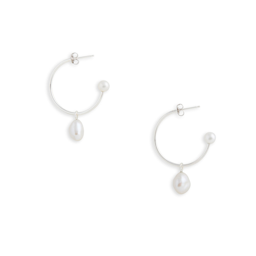 Medium Silver Charming Hoop Earrings