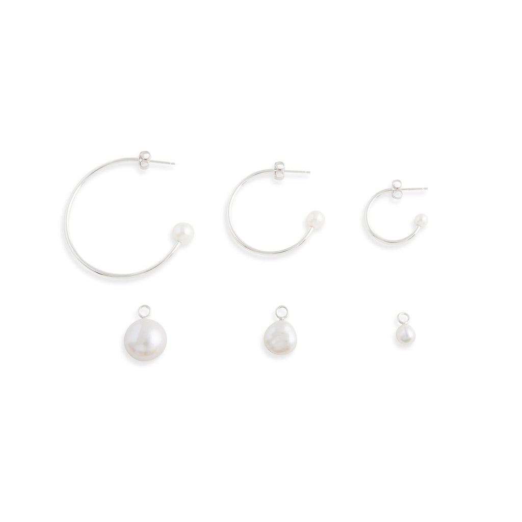 Large Silver Charming Hoop + Charms Earrings