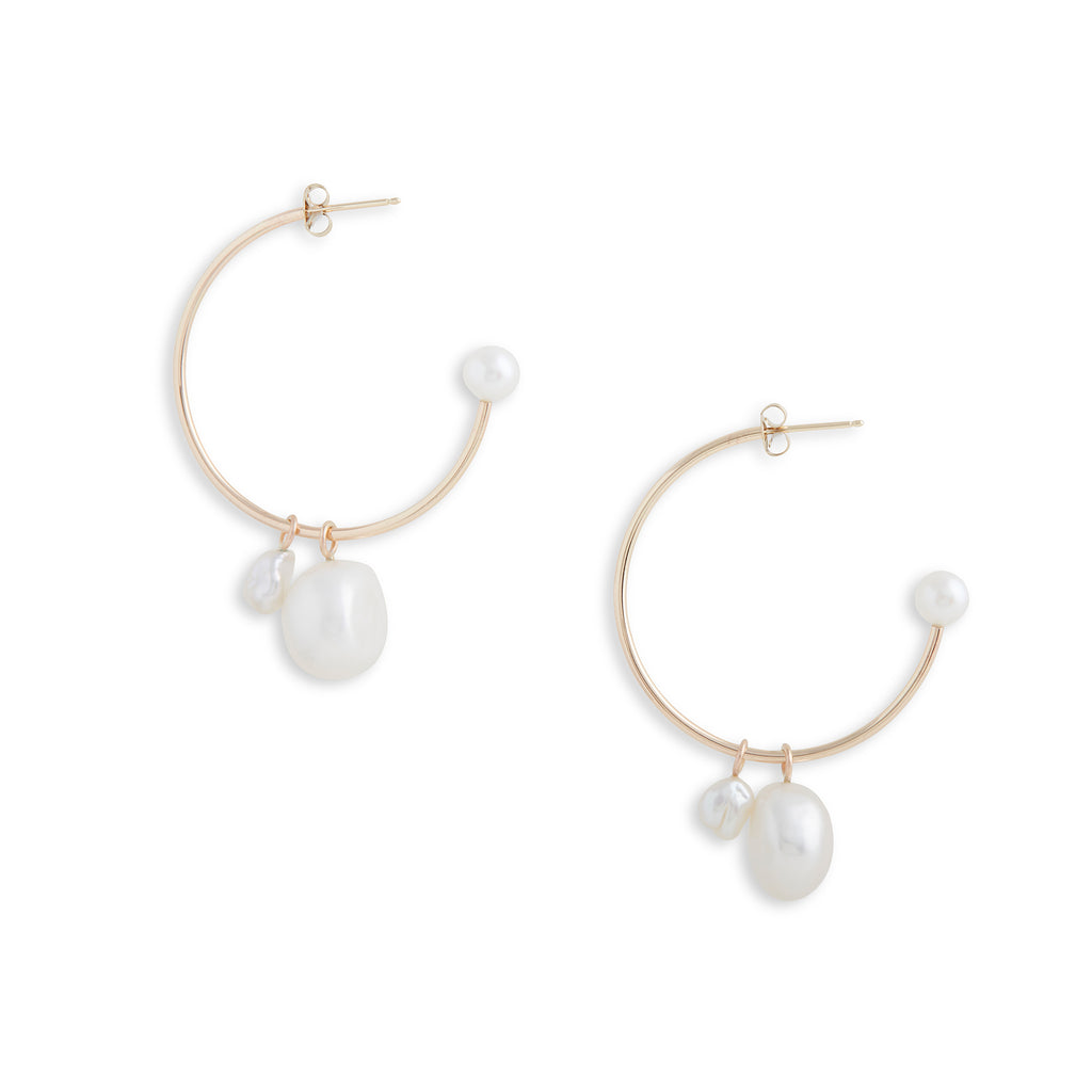 Large Gold Charming Hoop Earrings