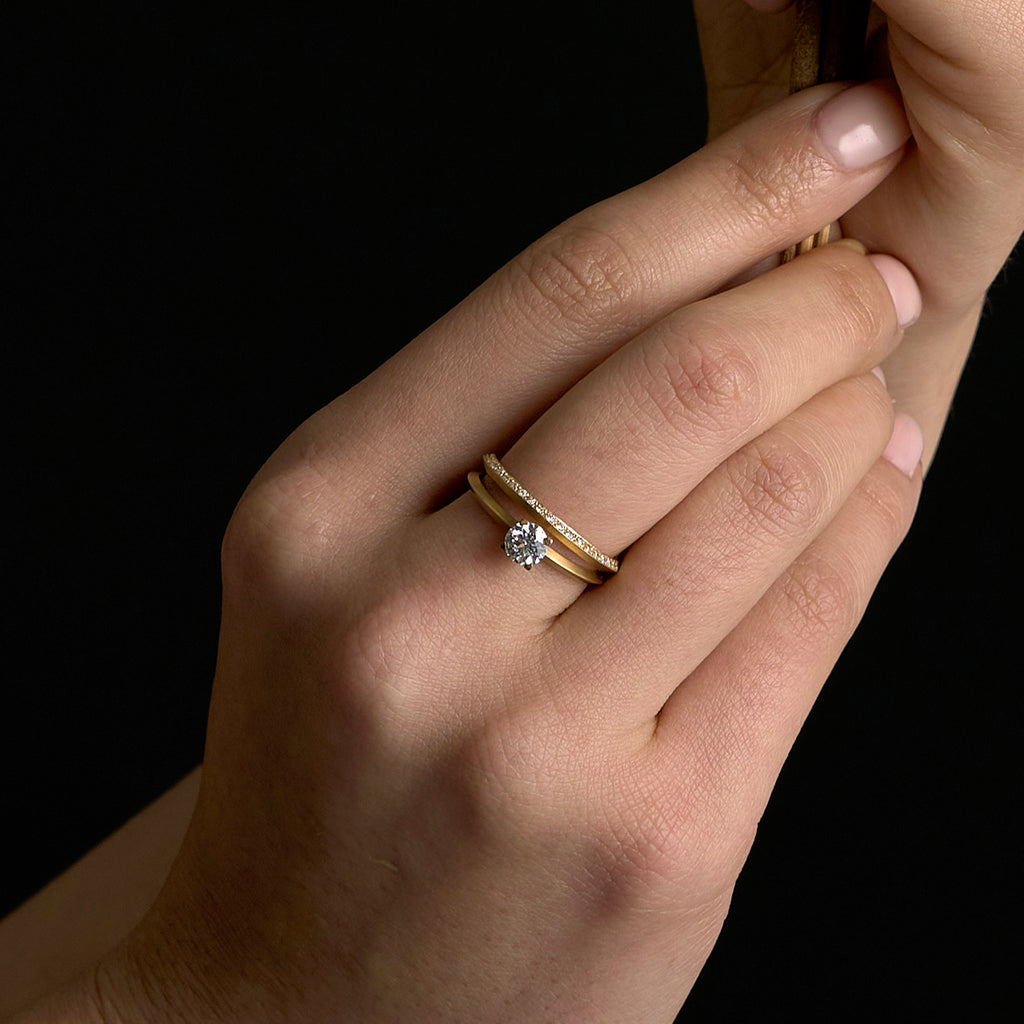 Jewelled Yellow Gold You and Me Ring