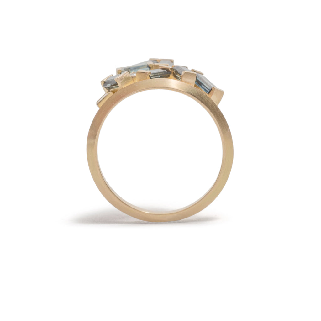 Scattered Diamond and Parti Sapphire Ring