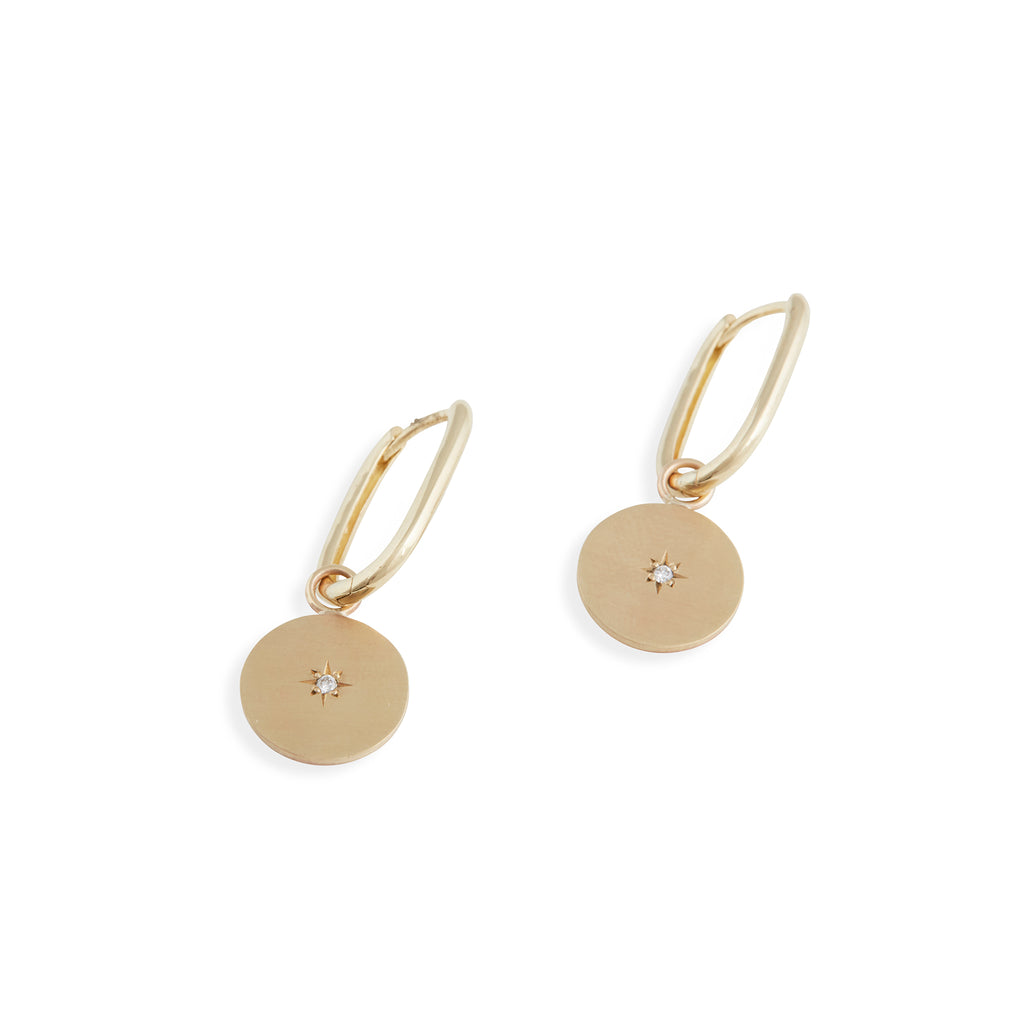 Birthstone Amulet Earrings Gold - Round