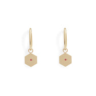 Birthstone Amulet Earrings Gold - Hexagon