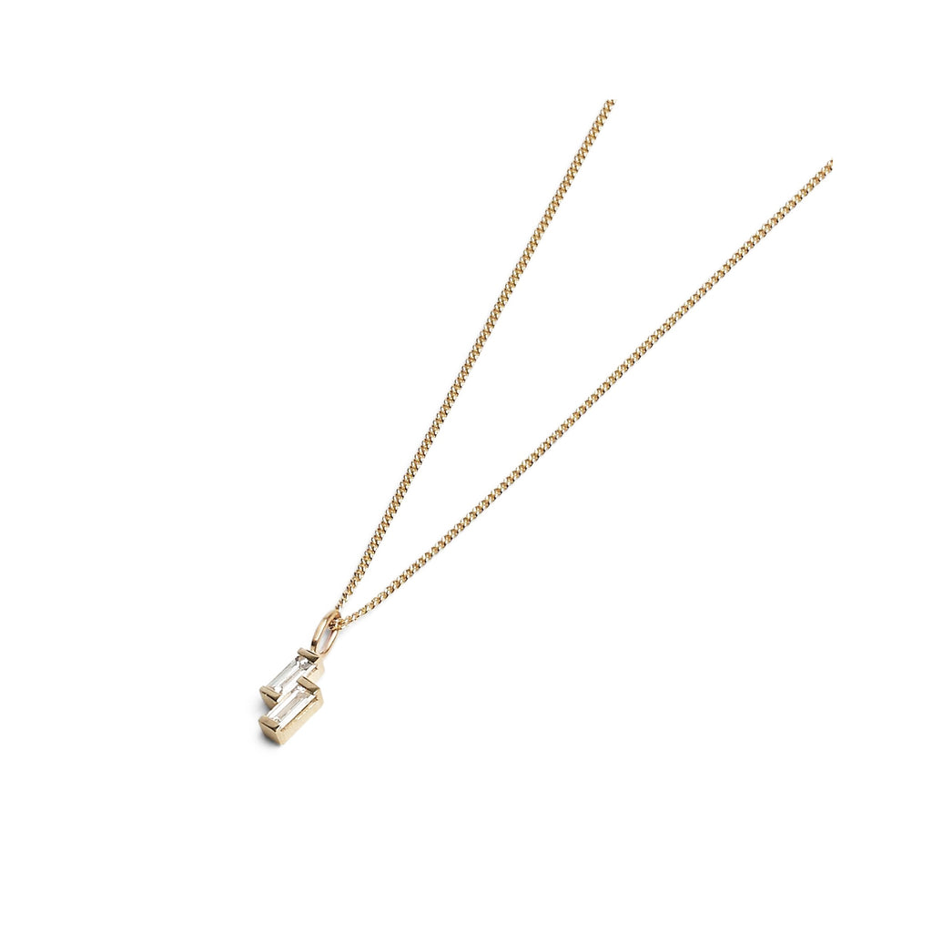 Vertical Double Diamond Baguette Necklace