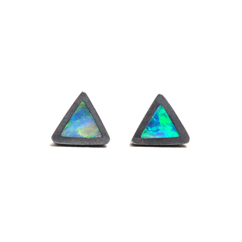 Small Oxidised Opal Element Single Stud Earrings