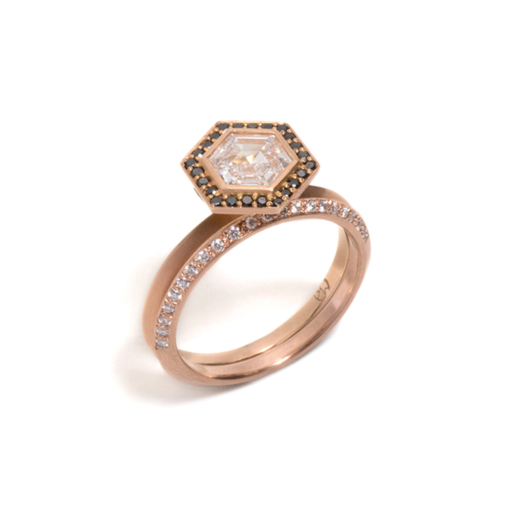Double Jewelled Rose Gold You and Me Ring