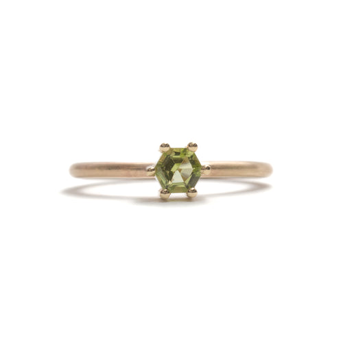 Hexagonal Peridot Stacking Ring - Small