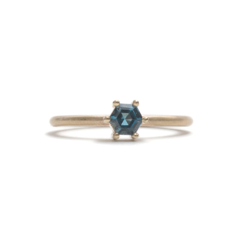 Hexagonal London Blue Topaz Stacking Ring - Small