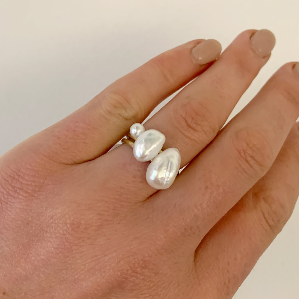 Baroque Pearl Medium Silver Ring