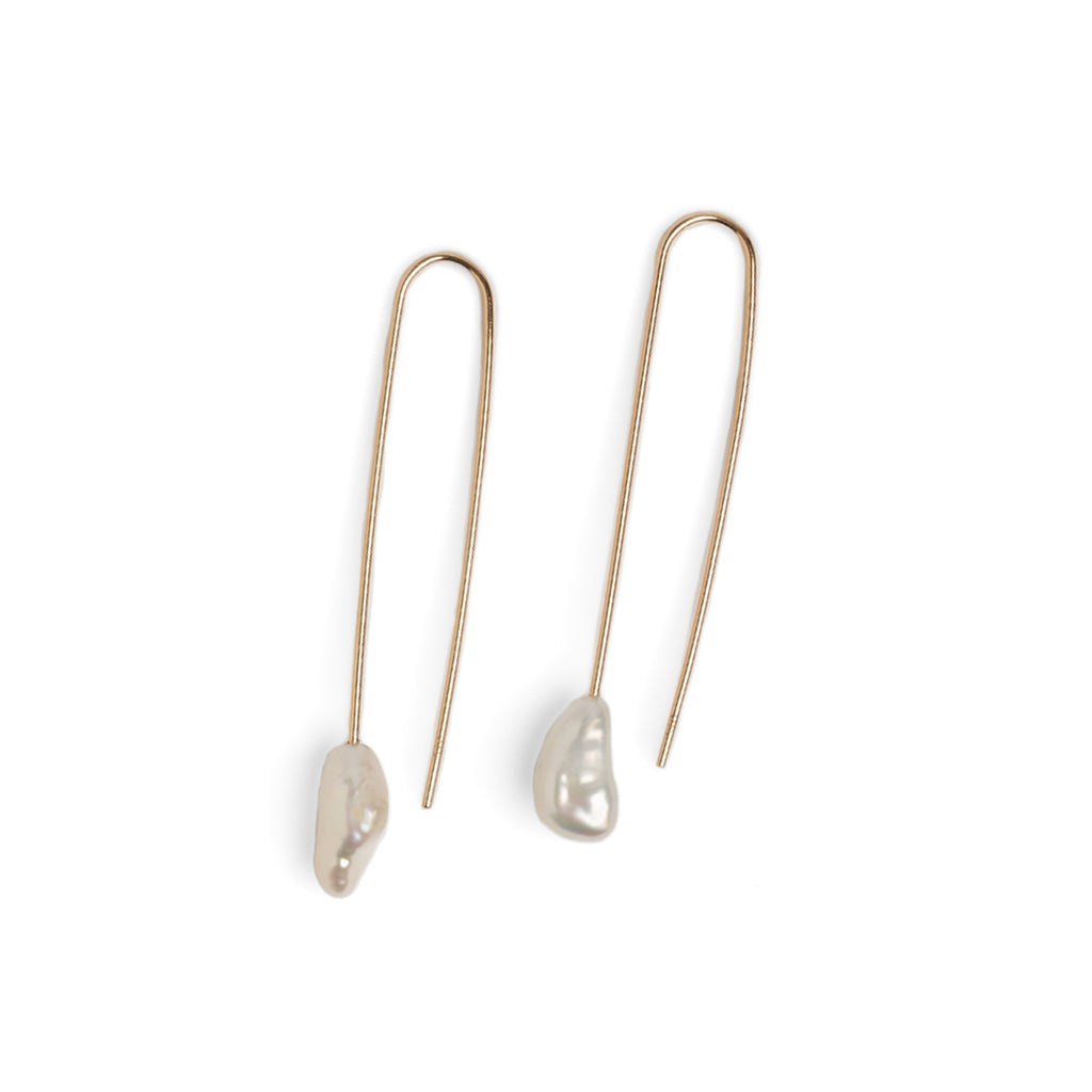 Baroque Pearl Small Gold Drop Earrings