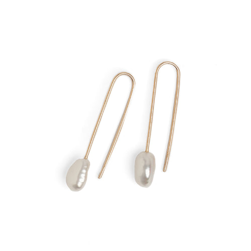 Baroque Pearl Medium Gold Drop Earrings