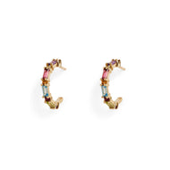 XO Rainbow Small Gem Huggie Earrings