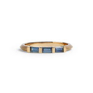 Three Stone Baguette Parti Sapphire Ring