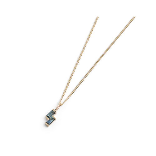 Vertical Double Sapphire Baguette Necklace