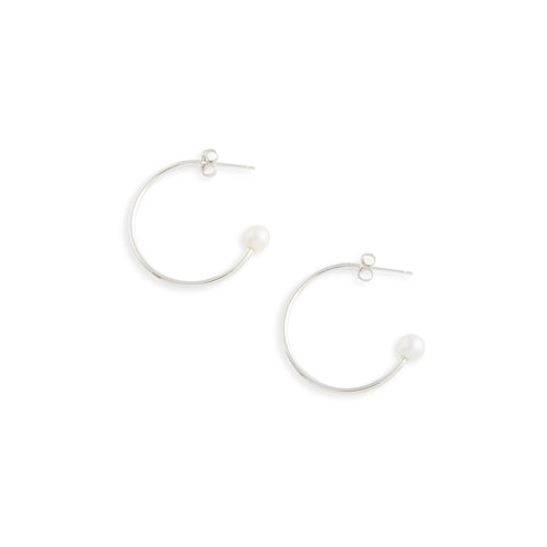 Medium Silver Charmed Hoop Earrings