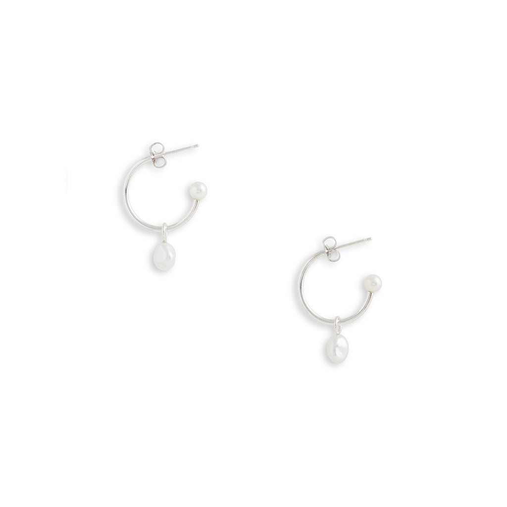 Small Silver Charmed Hoop Earrings