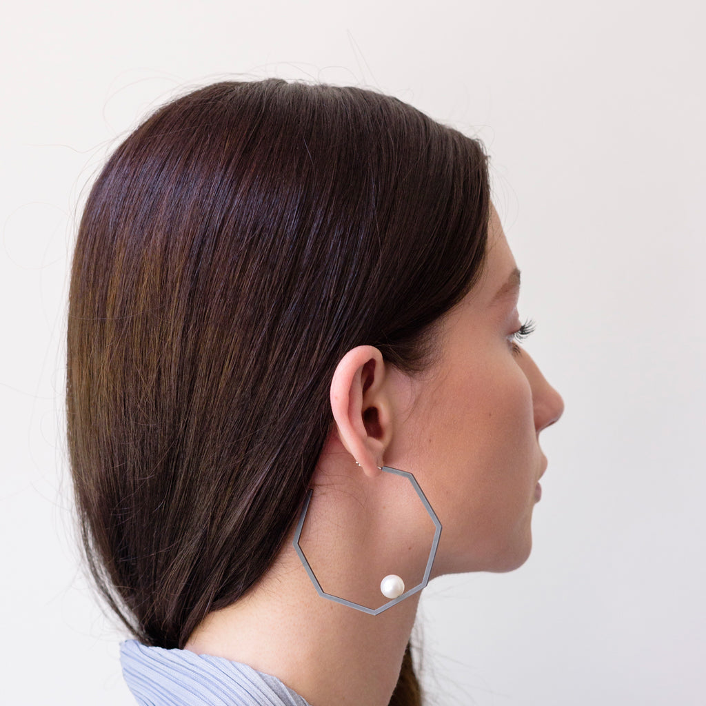 Large Hexagonal Hoop Earrings