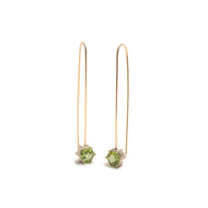 Hexagonal Step Cut Peridot Drop Earrings
