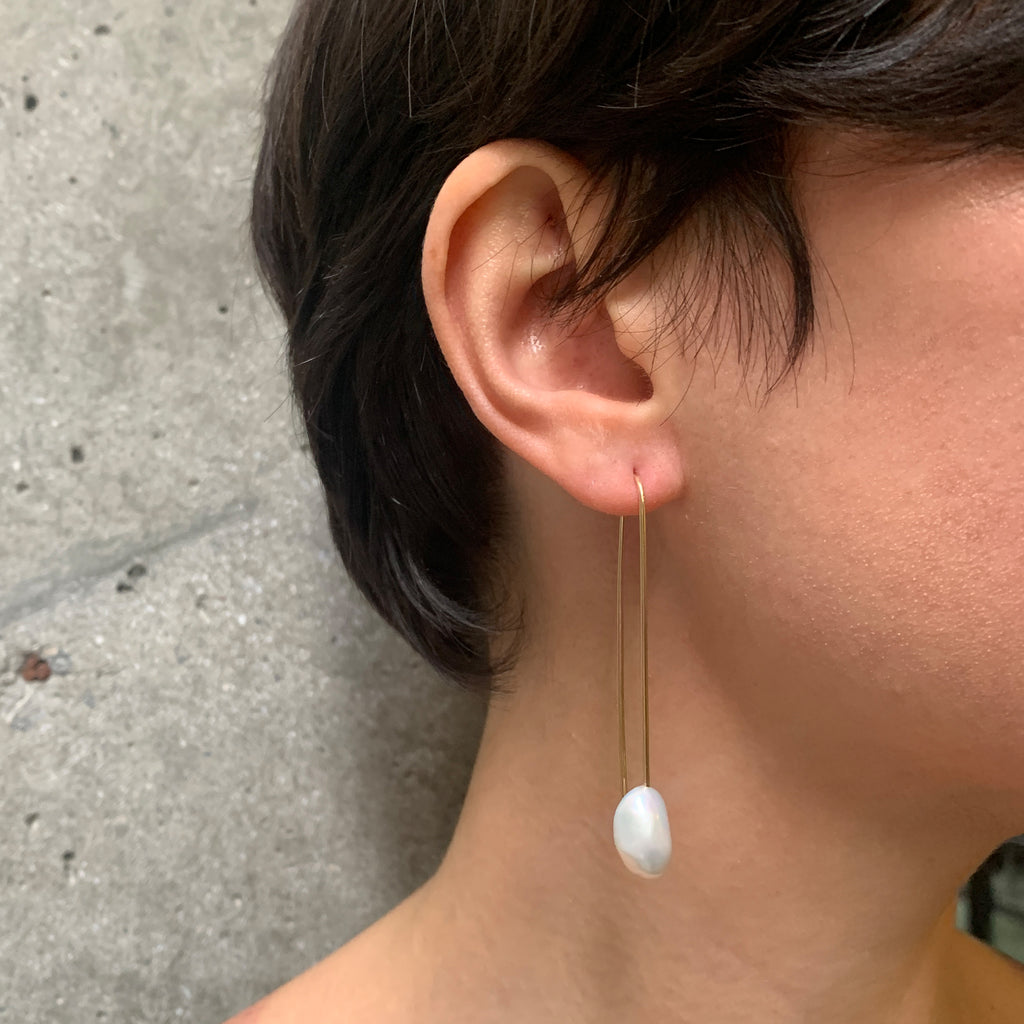 Baroque Pearl Large Gold Drop Earrings