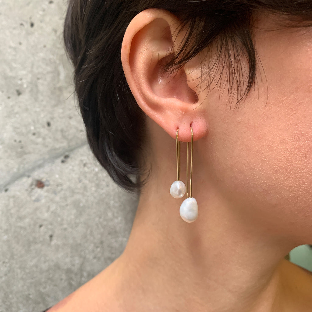 Baroque Pearl Small Silver Drop Earrings