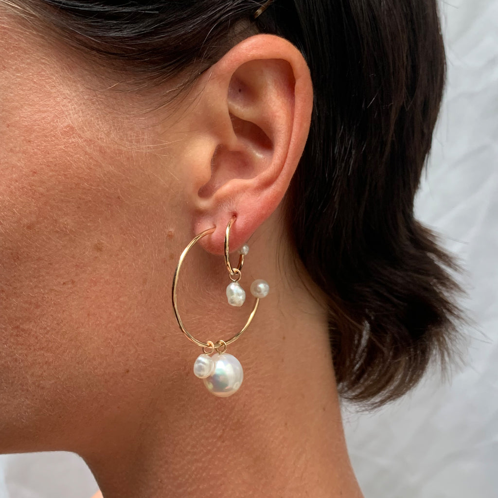Medium Silver Charmed Hoop + Charms Earrings