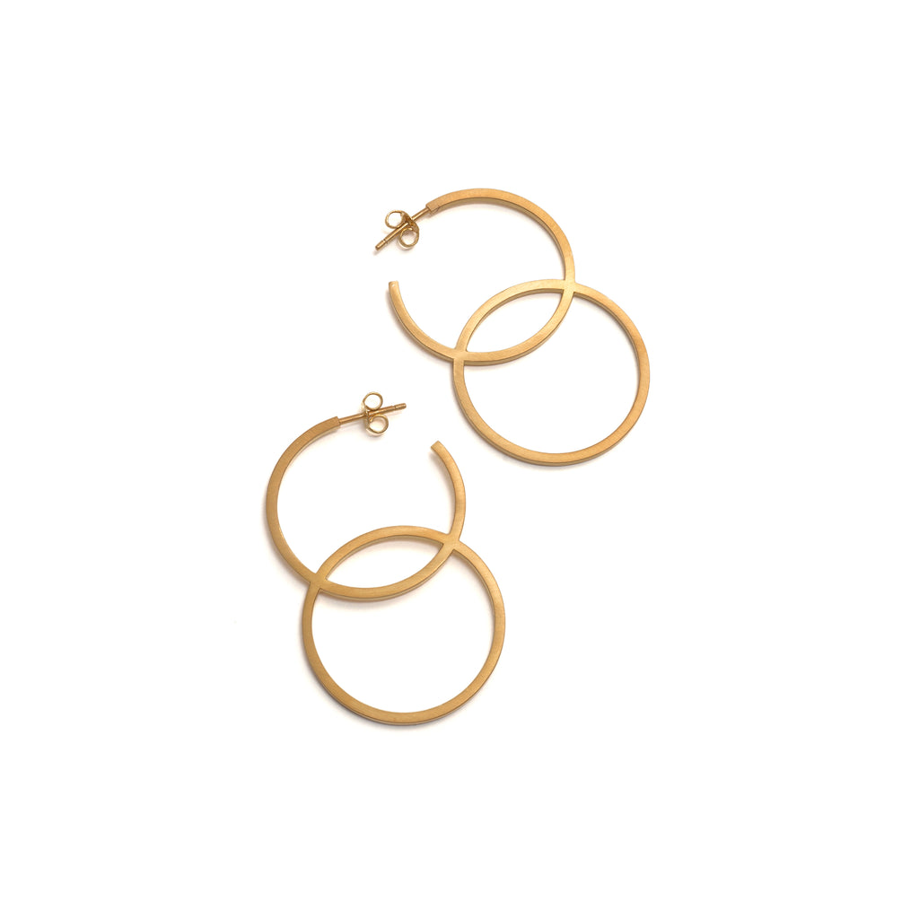 Double Circle Golden Earrings