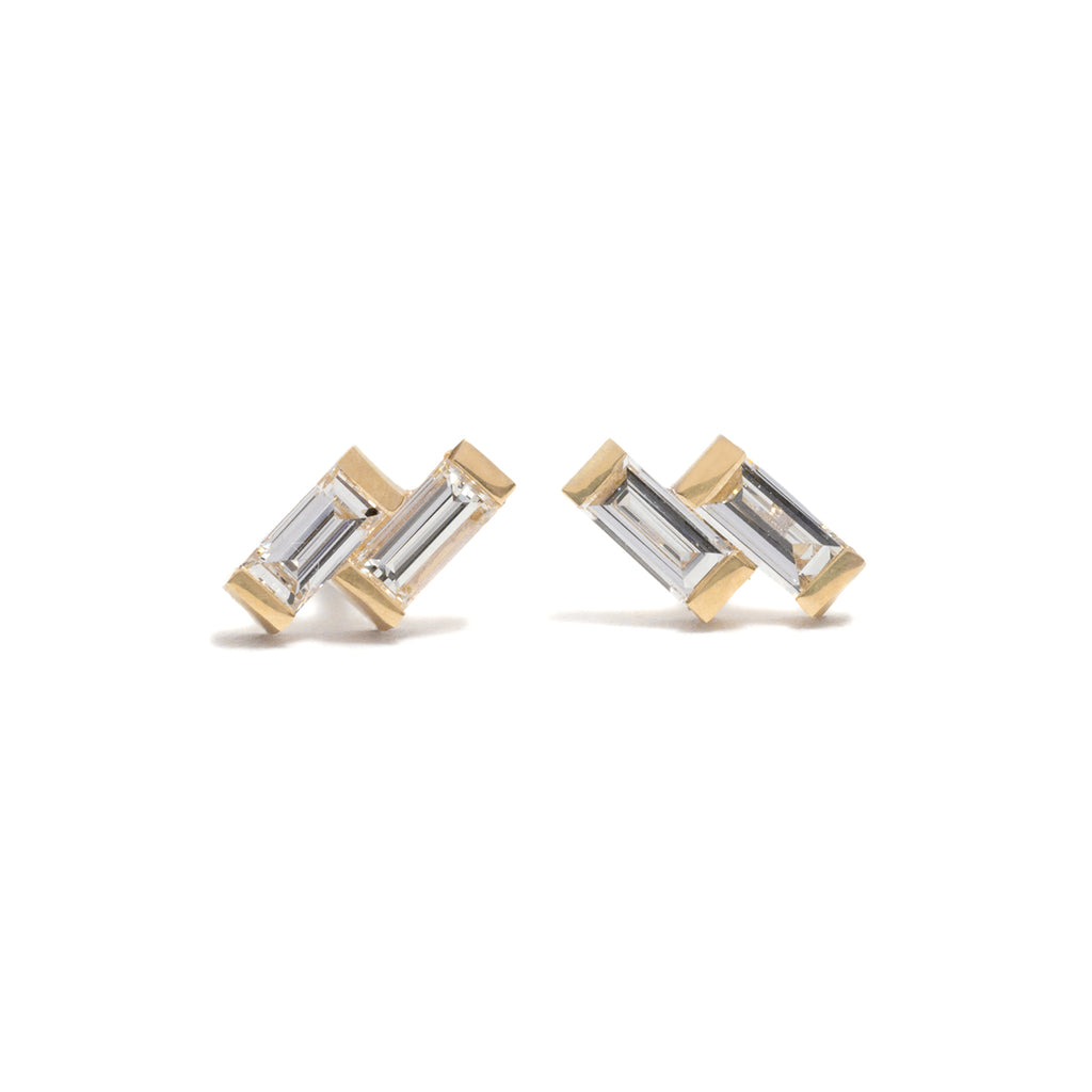 Double Diamond Baguette Earrings