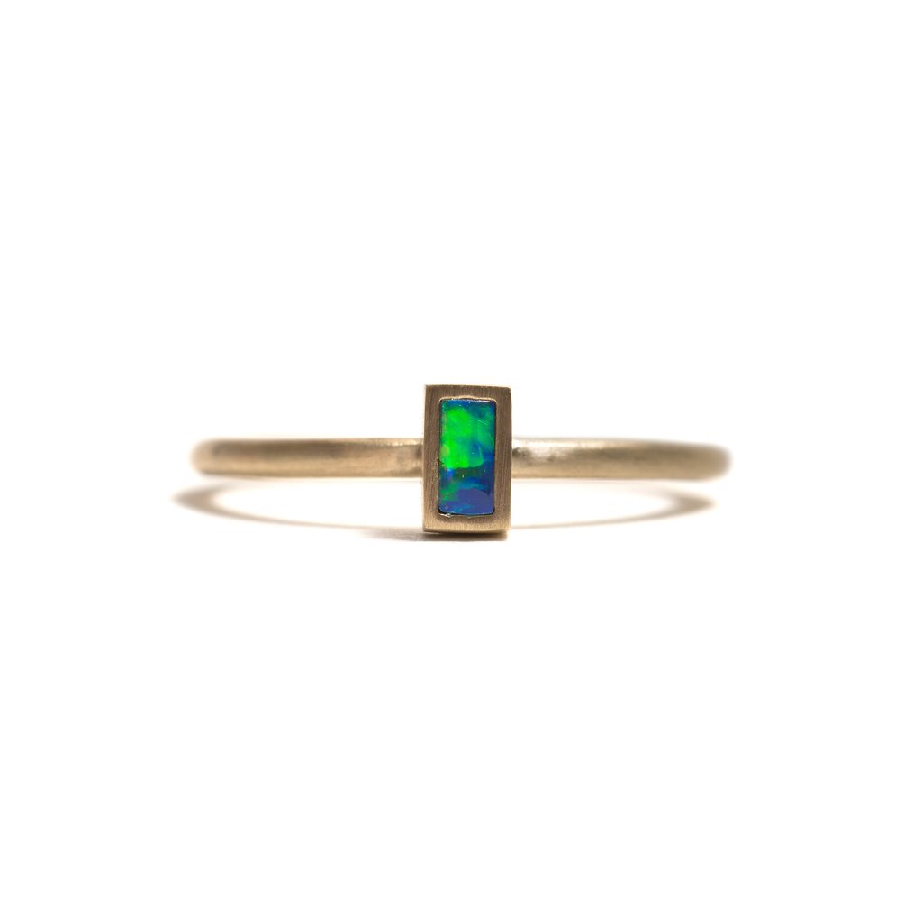Golden Opal Element Small Stacking Ring
