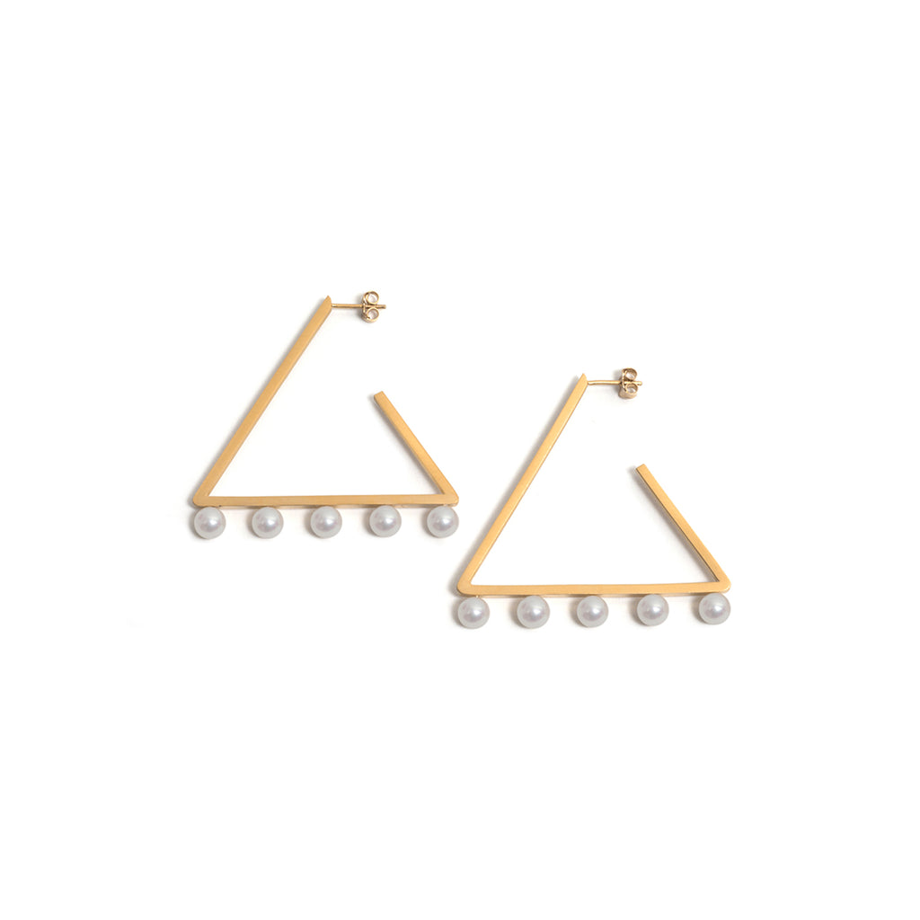 Triangle Five Pearl Earrings