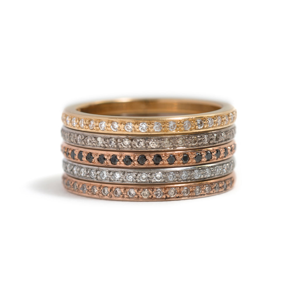 Yellow Gold and White Diamonds Little Steps Ring