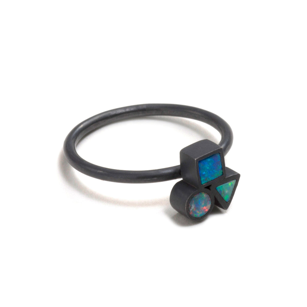 Oxidised Opal Element Cluster Ring
