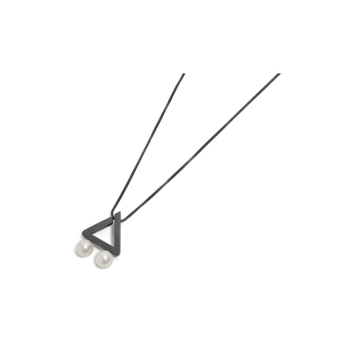 Petite Oxidised Triangle Pearl Neckpiece