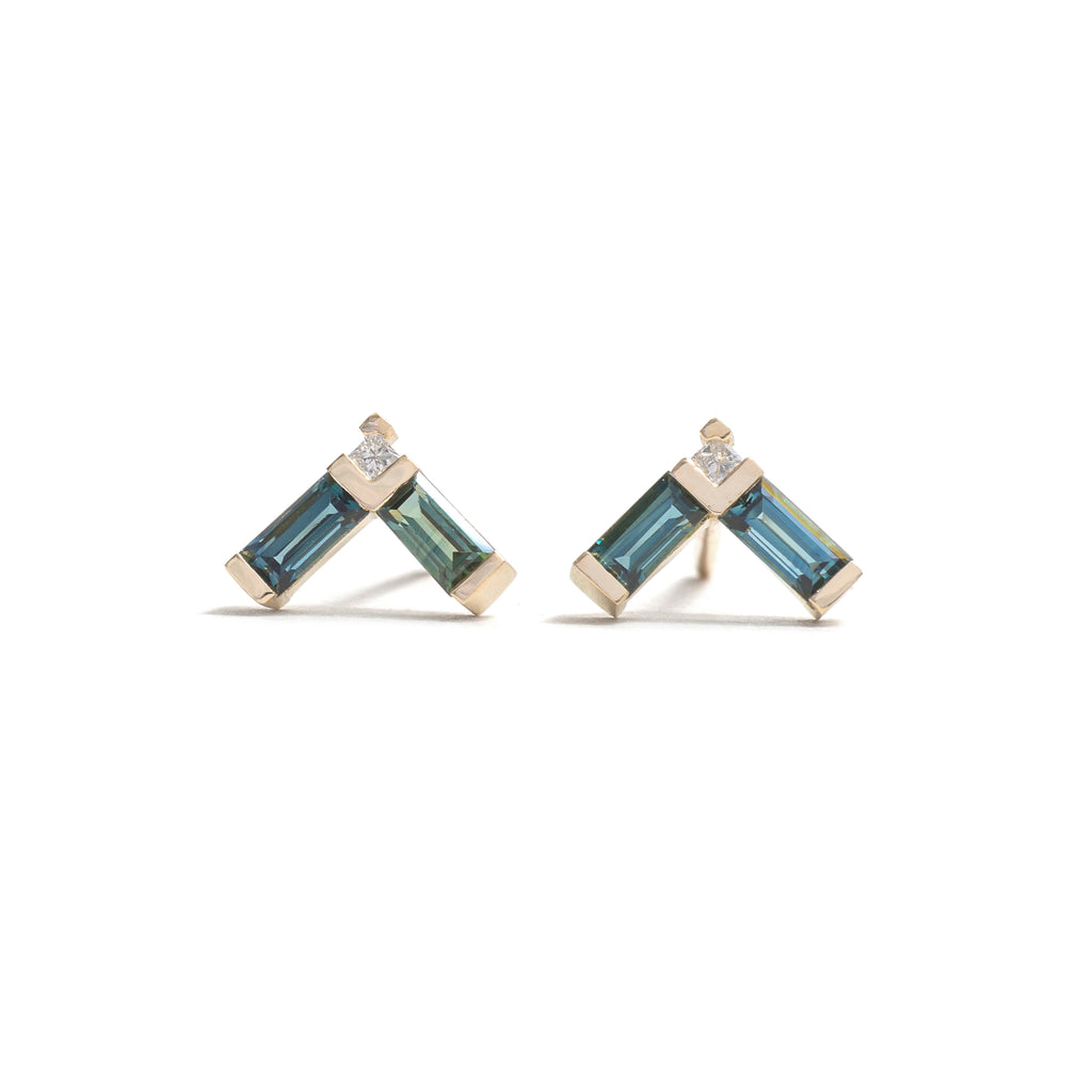 Right Angle Sapphire Earrings