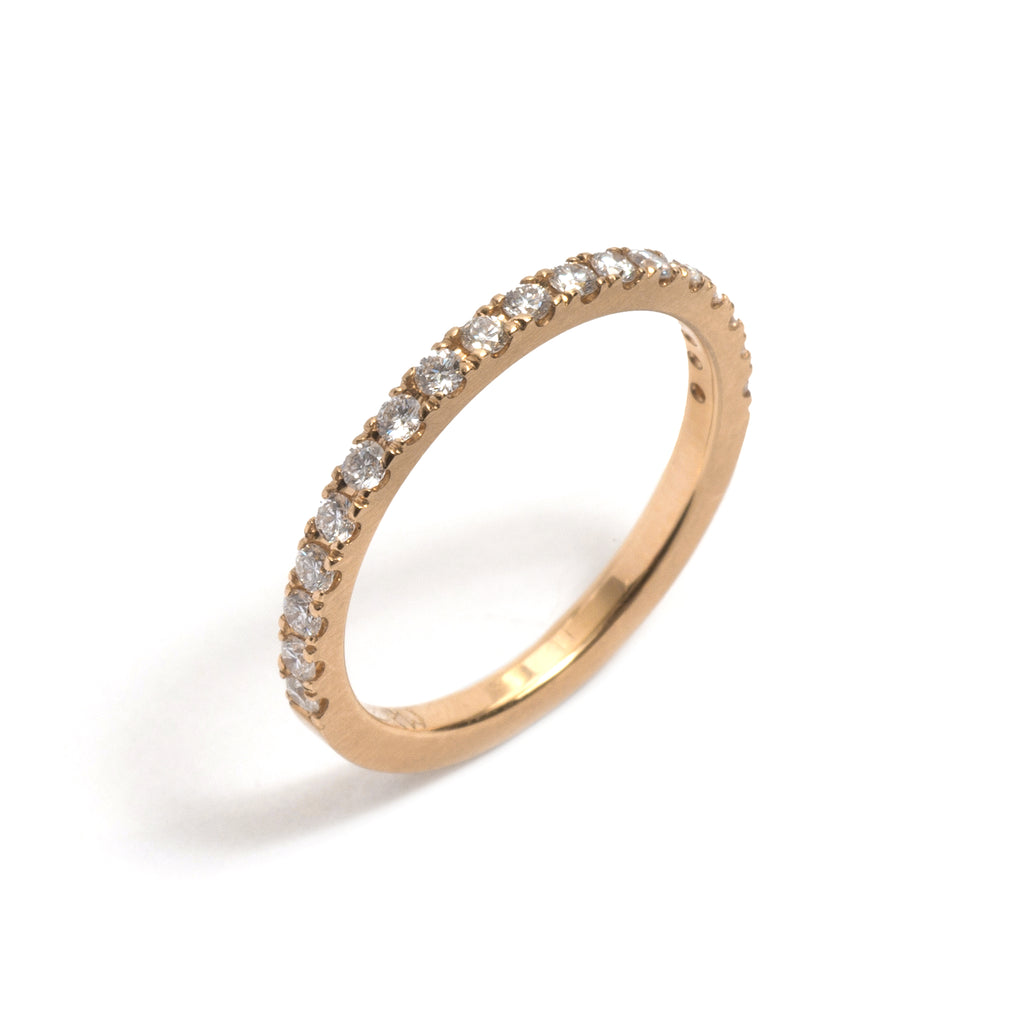 Yellow Gold and White Diamonds Side by Side Ring