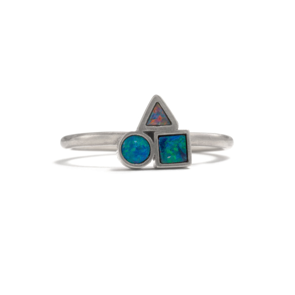 Silver Opal Element Cluster Ring
