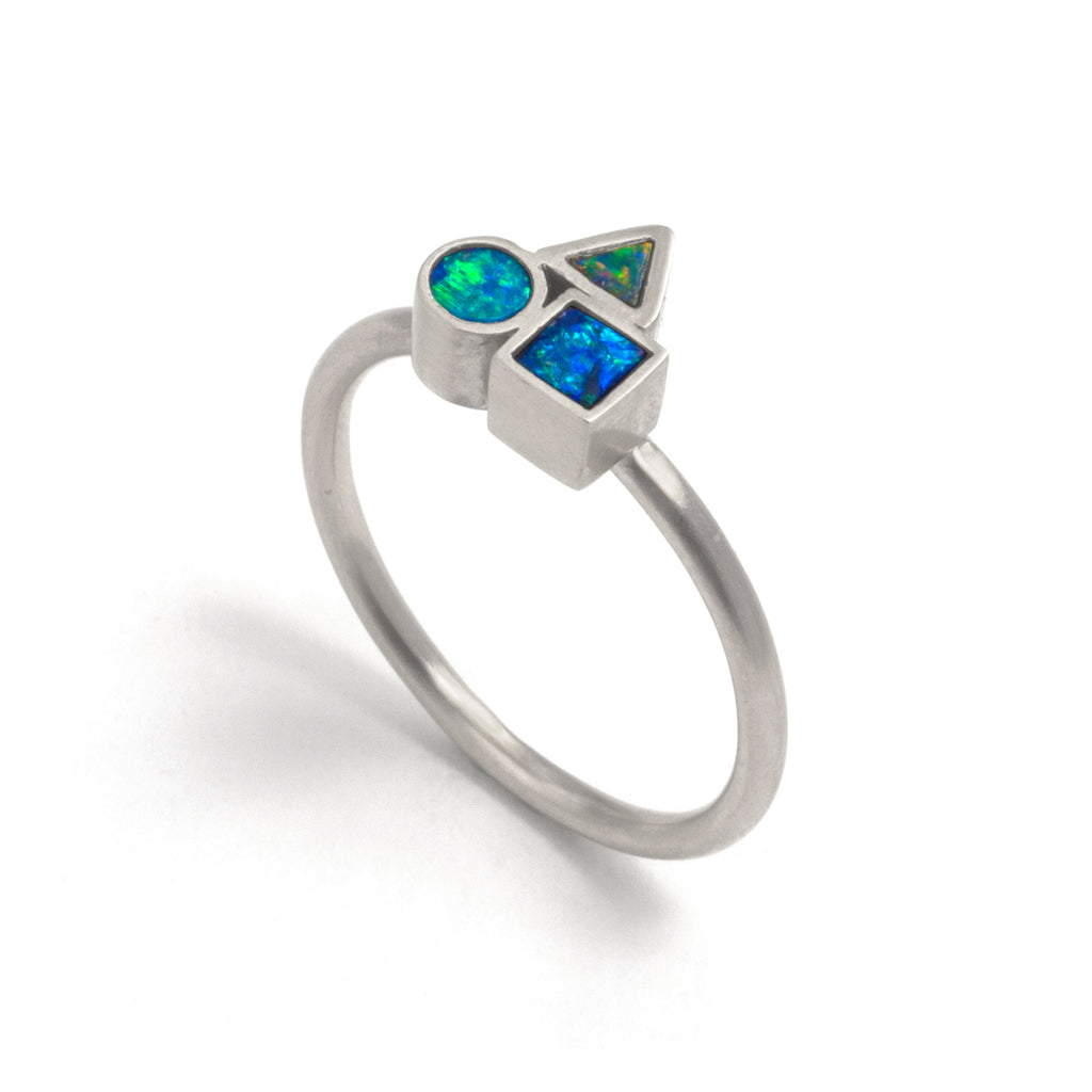 Silver Opal Element Cluster Ring