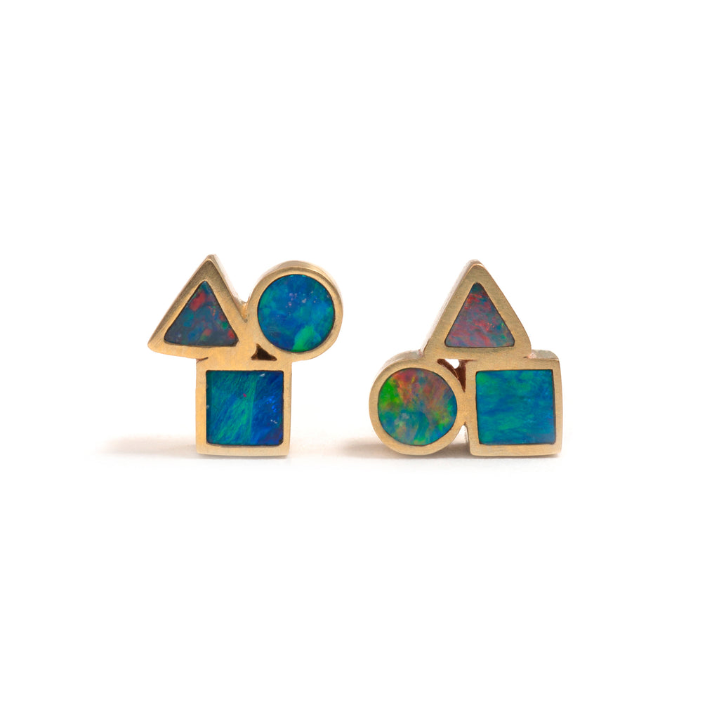 Golden Opal Element Cluster Stud Earrings