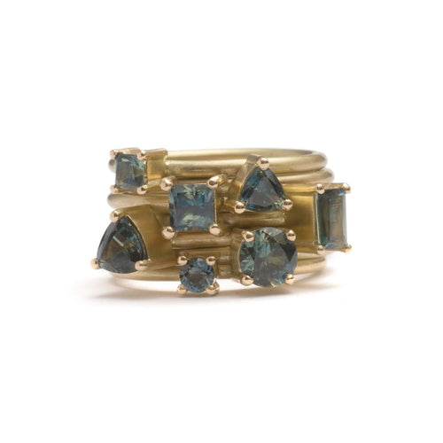 Yellow Gold Parti Sapphire Element Stacking Ring