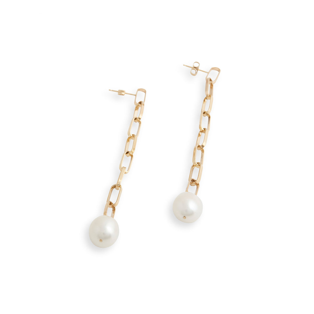 Baroque Pearl Drop Extra Long Link Earrings