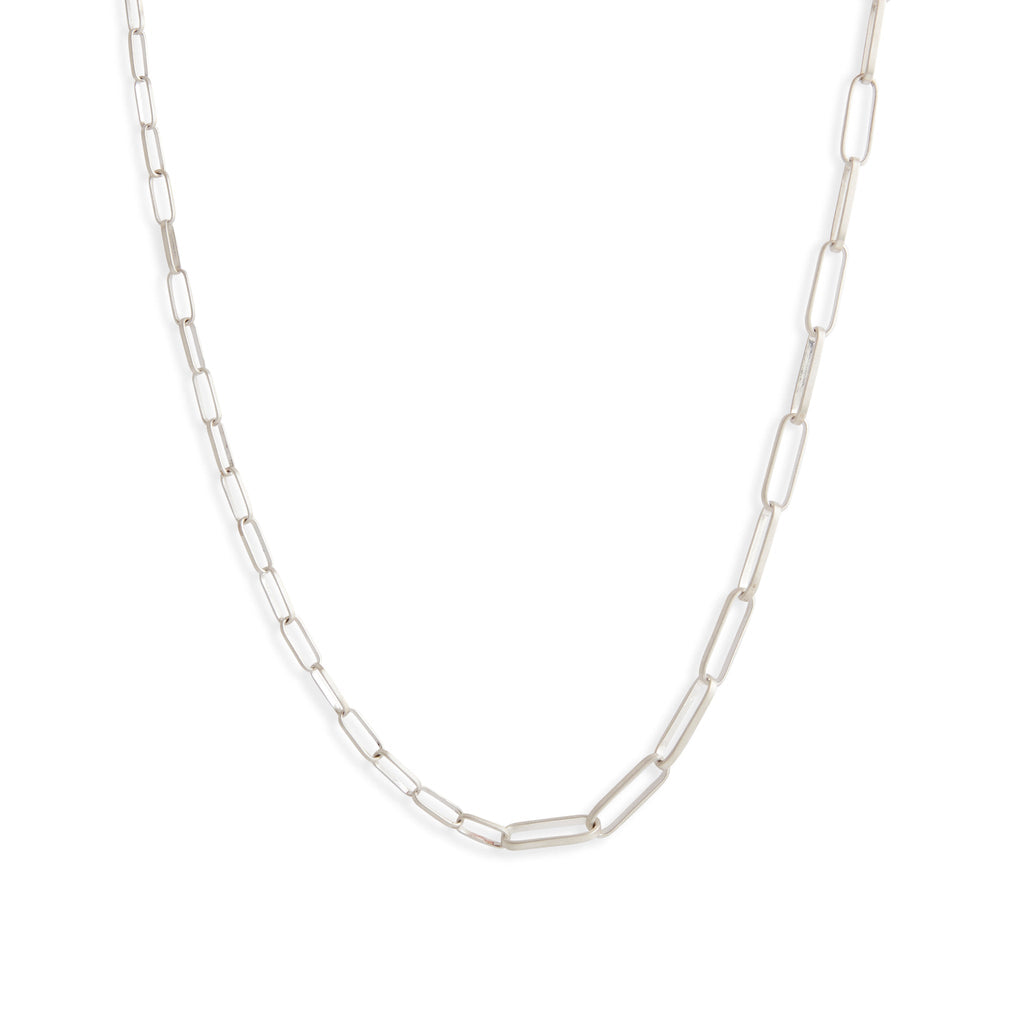 Mixed Link Silver Matte Necklace