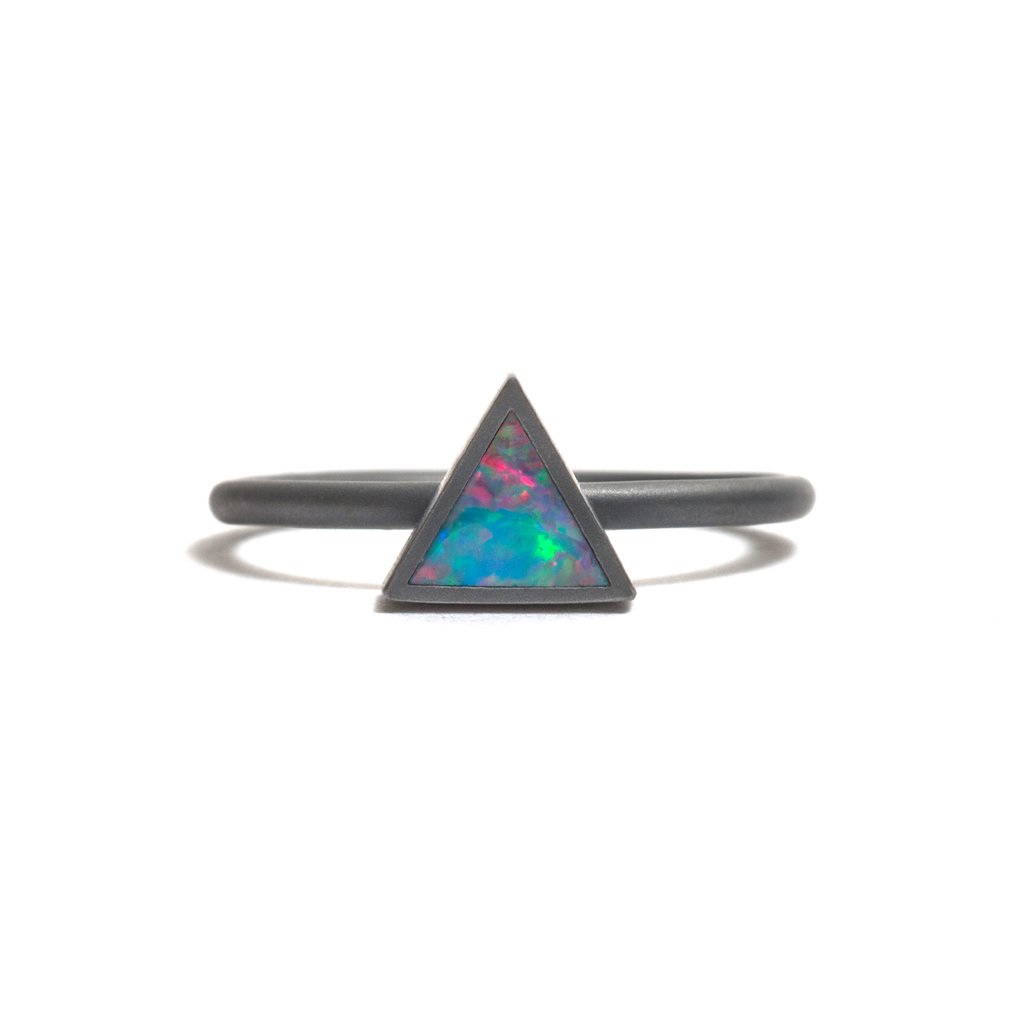 Oxidised Opal Element Large Stacking Ring