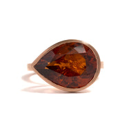 Rare Orange Red Pear Cut Garnet Ring