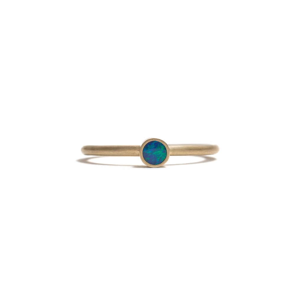 Golden Opal Element Small Stacking Ring